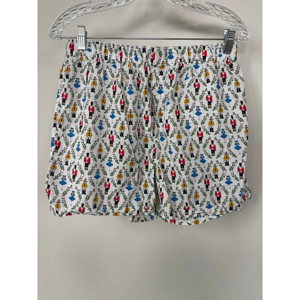Roller Rabbit Nutcracker Pajama Shorts Mens Medium White Cotton Holiday Boxers